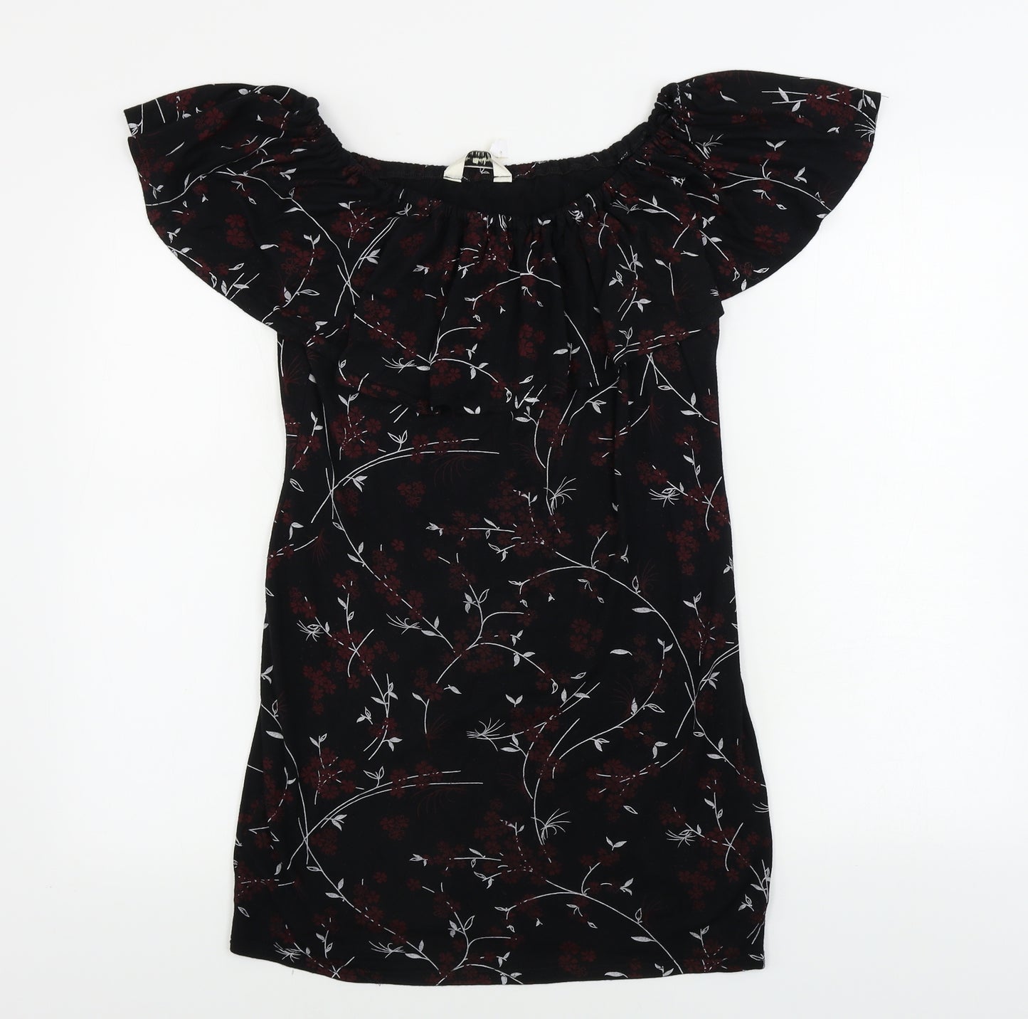 Miss Selfridge  Womens Black Floral  A-Line  Size 16