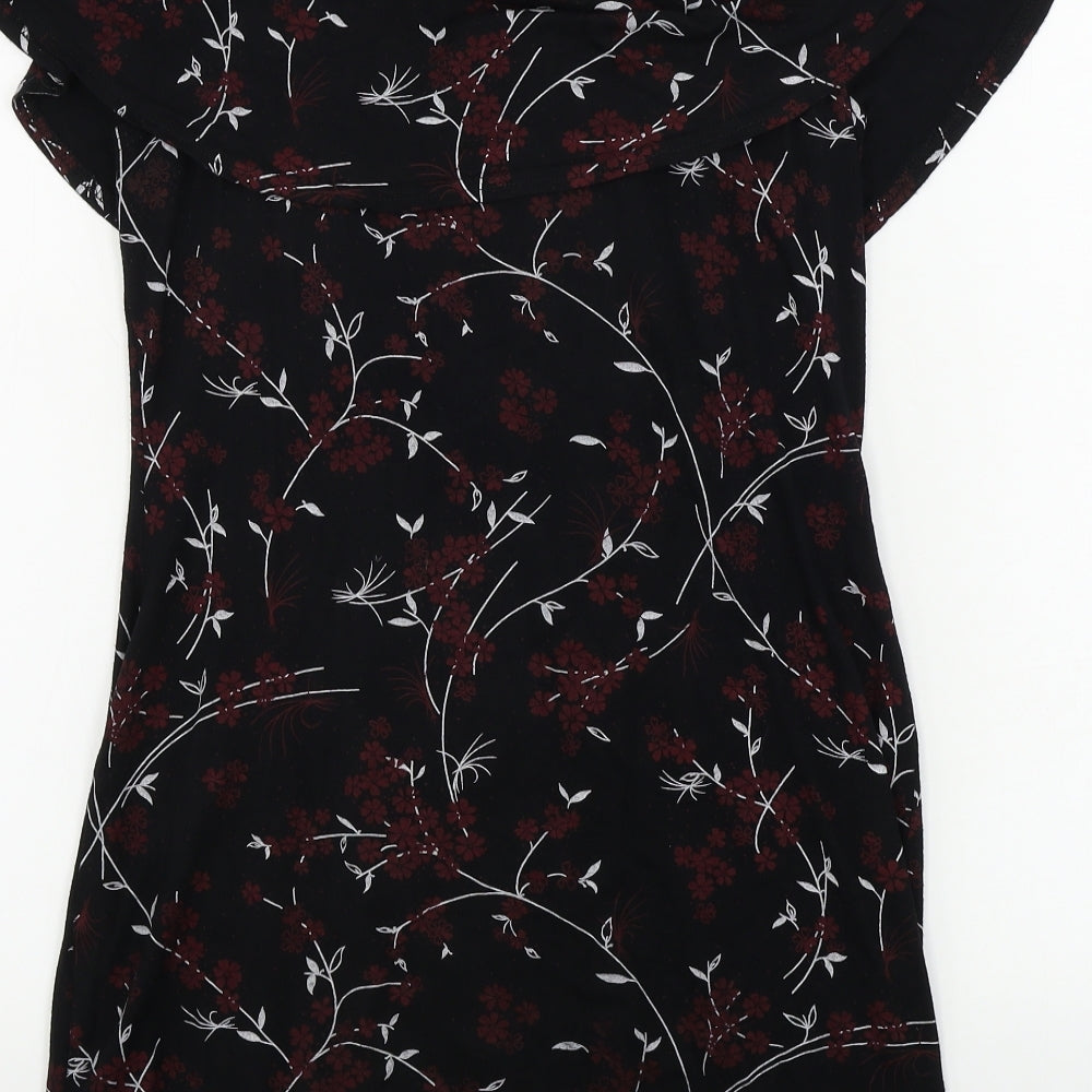 Miss Selfridge  Womens Black Floral  A-Line  Size 16