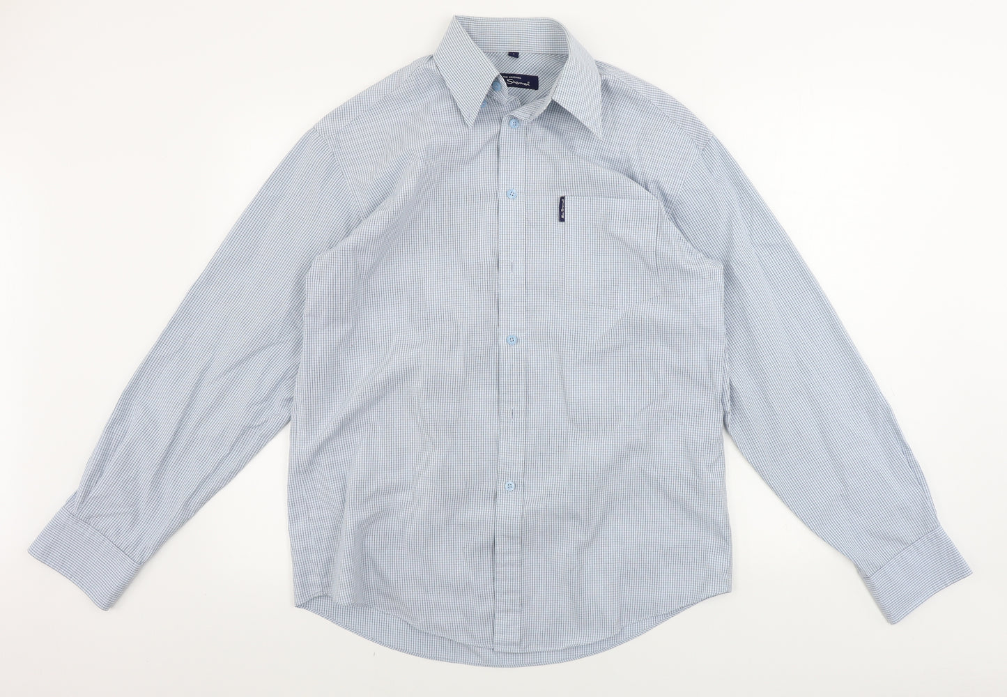 Ben Sherman  Mens Blue Check   Button-Up Size L
