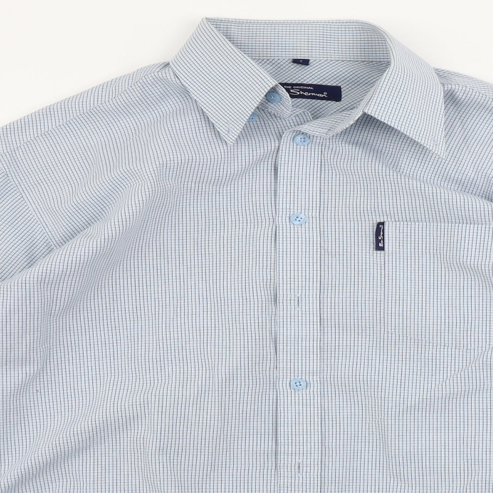 Ben Sherman  Mens Blue Check   Button-Up Size L