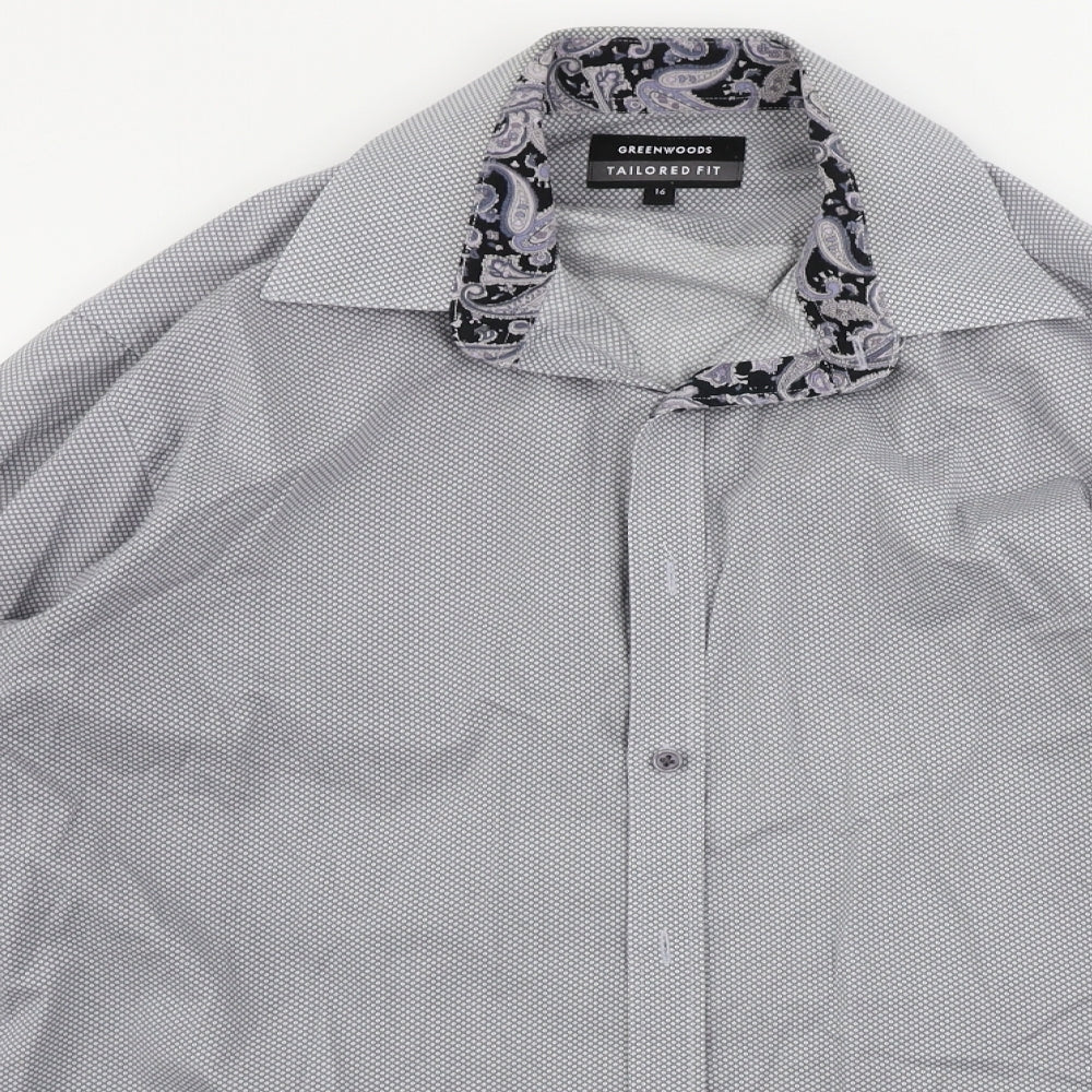 greenwoods     Mens Grey Geometric   Button-Up Size 16