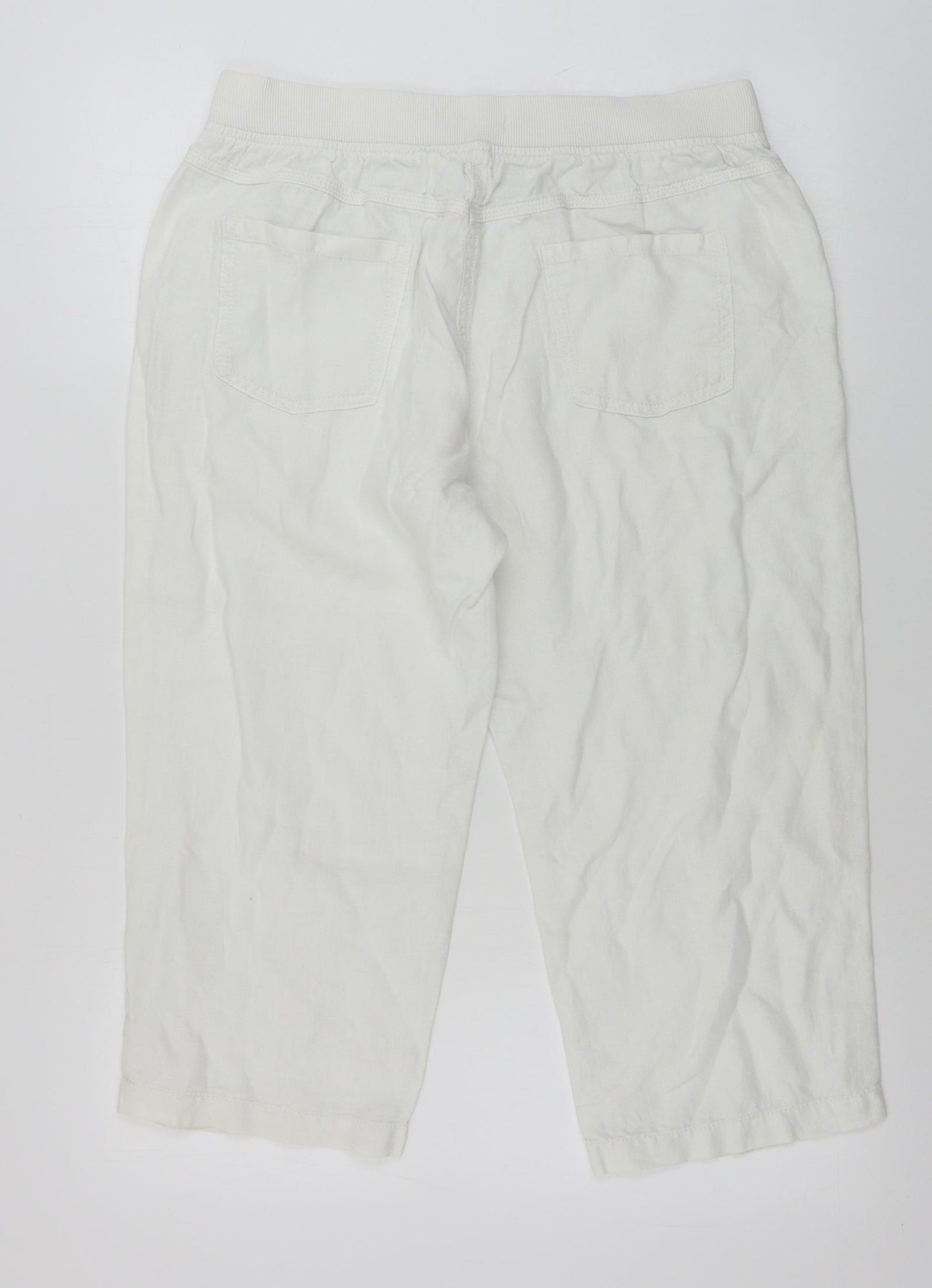 Marks and Spencer Womens White   Cropped Trousers Size 14