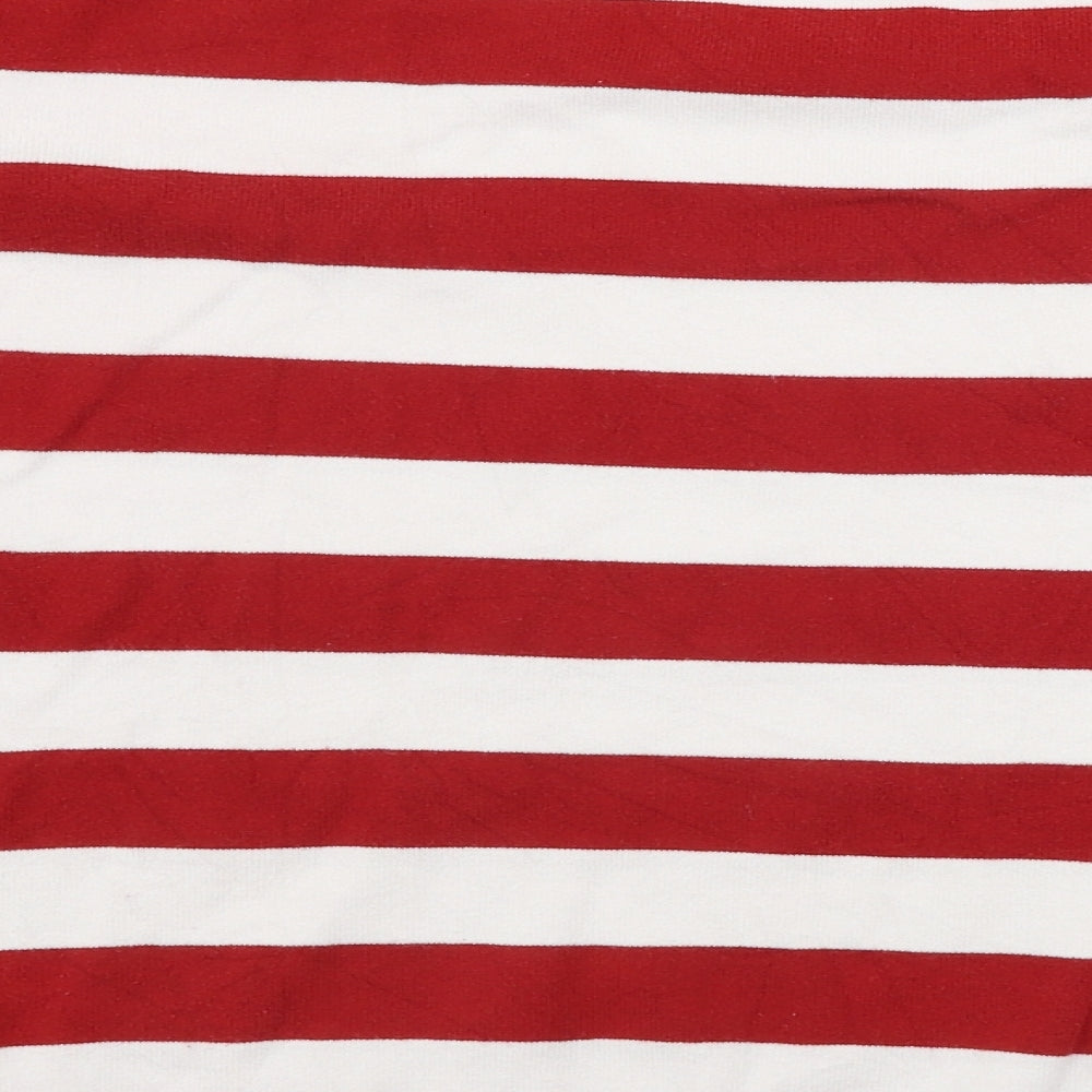 Zara Womens White Striped  Henley Jumper Size L