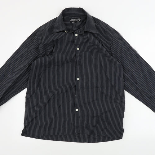 Cedar Wood State  Mens Black Striped   Button-Up Size S