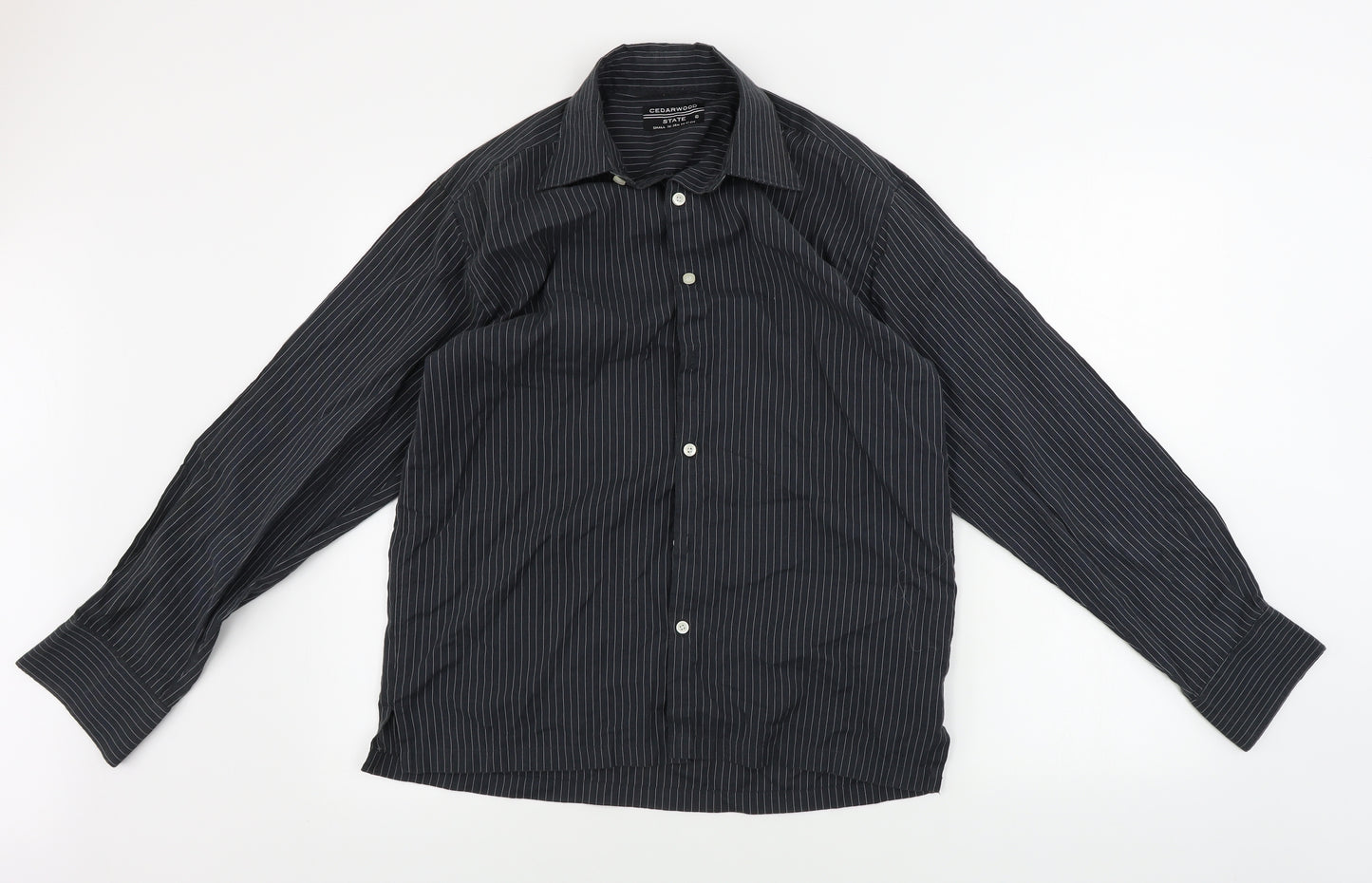 Cedar Wood State  Mens Black Striped   Button-Up Size S