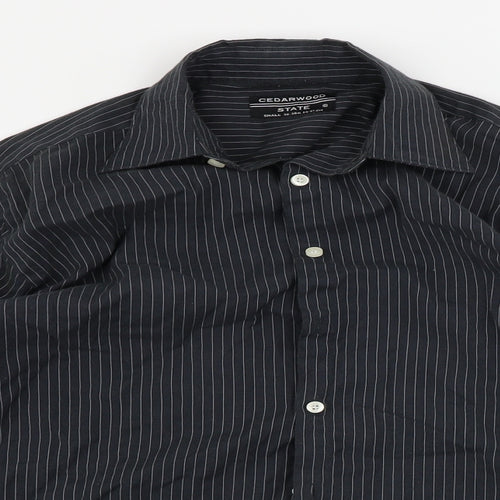 Cedar Wood State  Mens Black Striped   Button-Up Size S