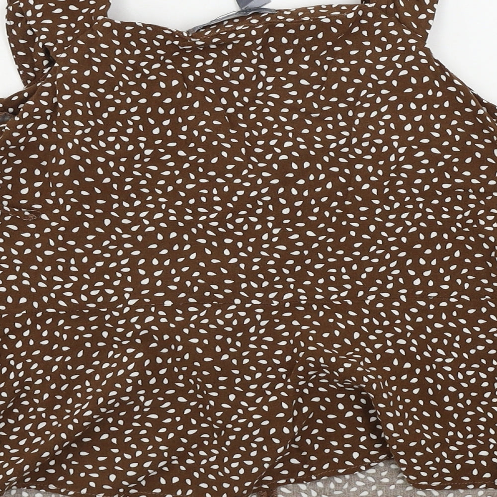 Primark  Womens Brown Polka Dot  Basic Button-Up Size 8