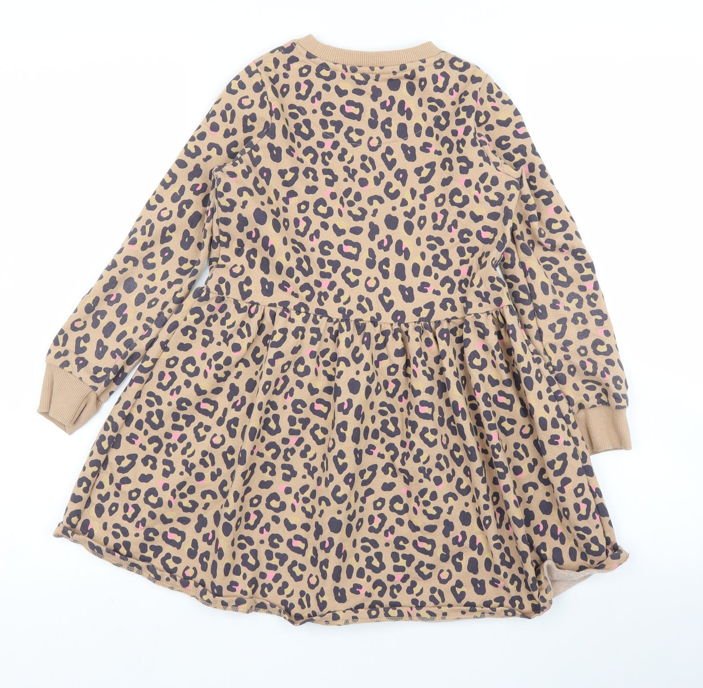 F&F Girls Beige Animal Print  Jumper Dress  Size 8 Years  - Leopard print