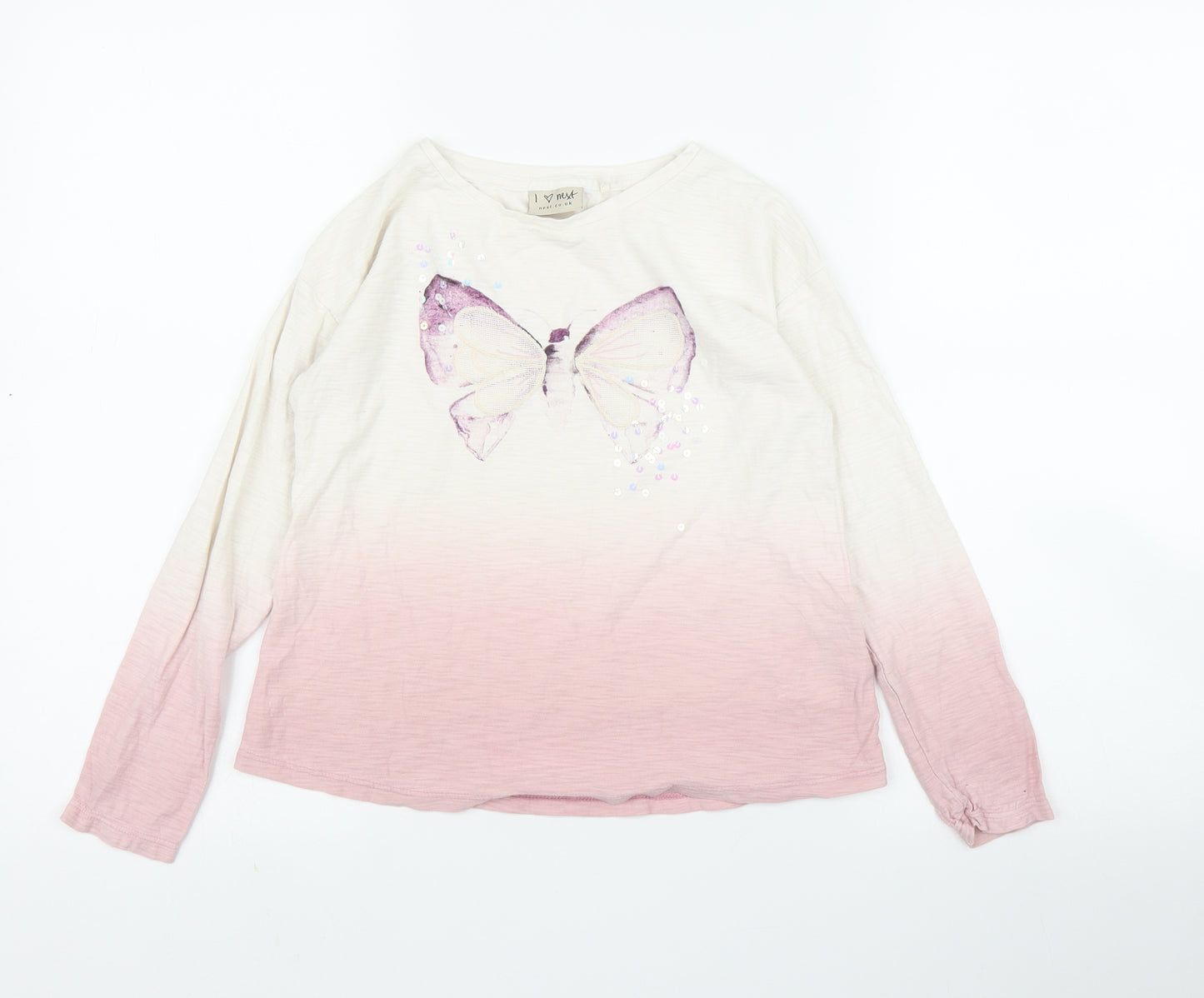 NEXT Girls Pink   Basic T-Shirt Size 8 Years  - Butterfly Print