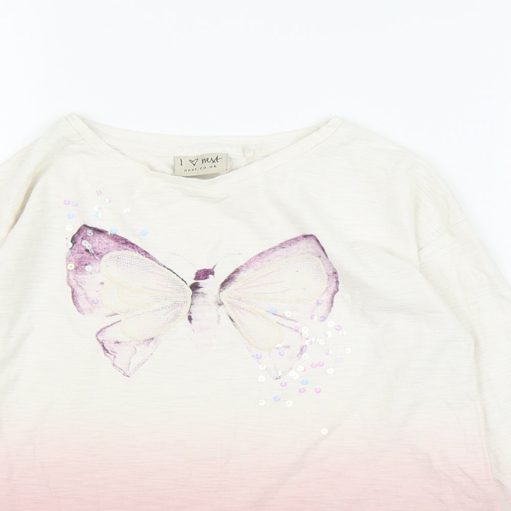 NEXT Girls Pink   Basic T-Shirt Size 8 Years  - Butterfly Print