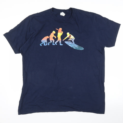Gildan Mens Blue    T-Shirt Size 2XL