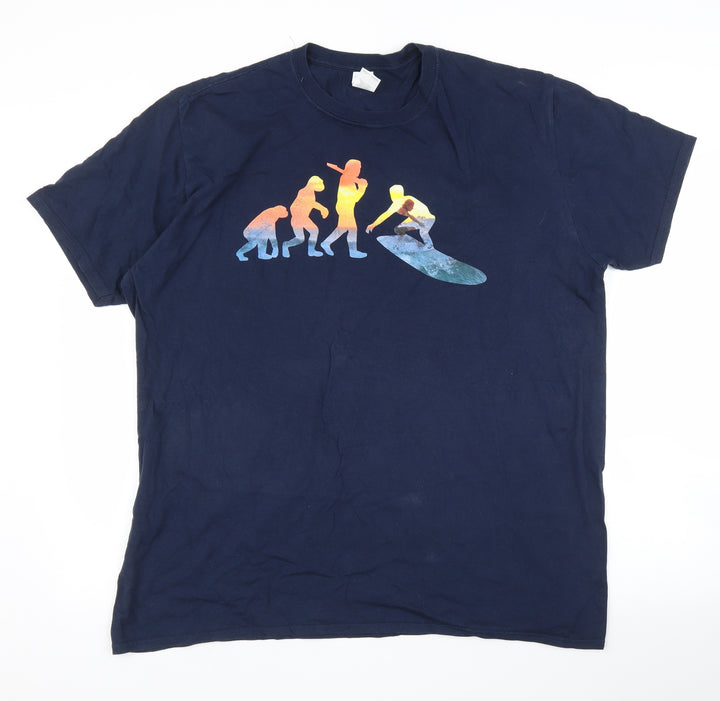 Gildan Mens Blue T-Shirt Size 2XL
