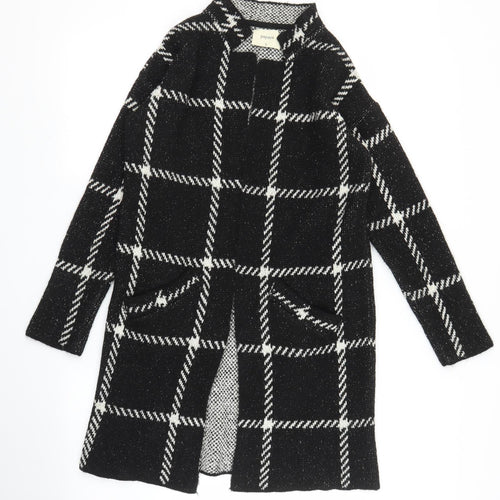 Papaya Womens Black Plaid  Overcoat Coatigan Size S