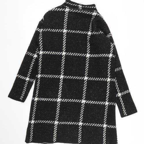 Papaya Womens Black Plaid  Overcoat Coatigan Size S