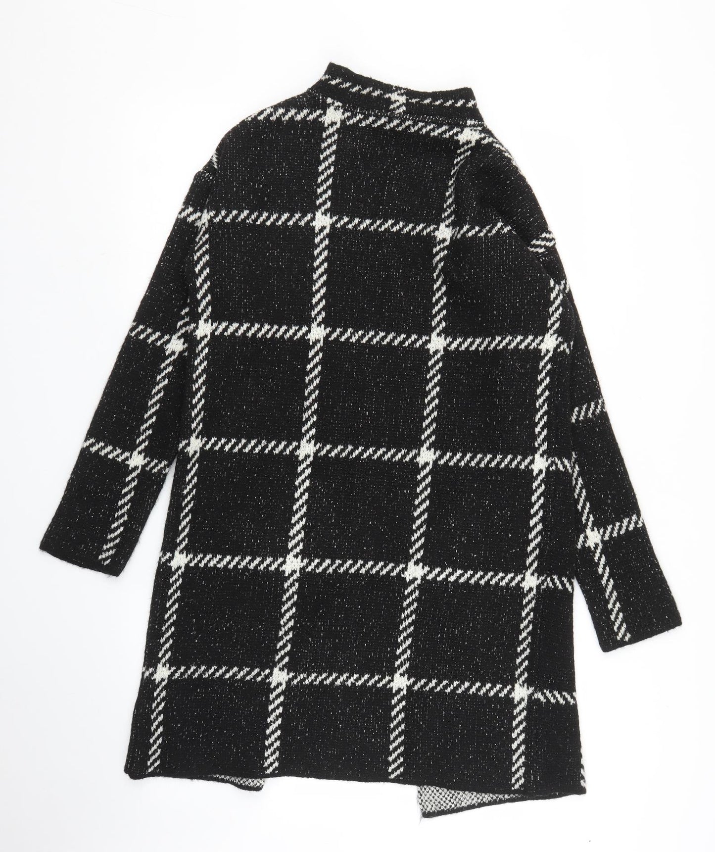 Papaya Womens Black Plaid  Overcoat Coatigan Size S