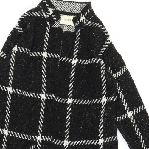 Papaya Womens Black Plaid  Overcoat Coatigan Size S