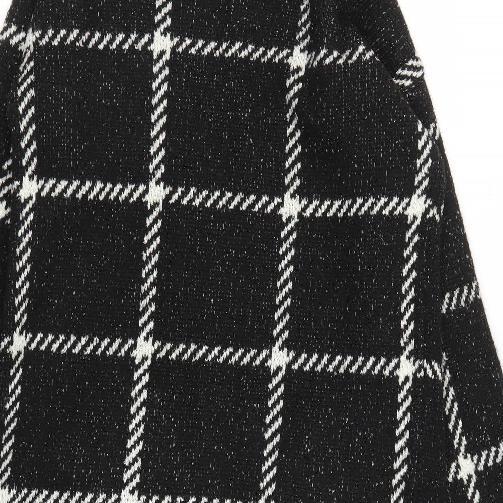 Papaya Womens Black Plaid  Overcoat Coatigan Size S