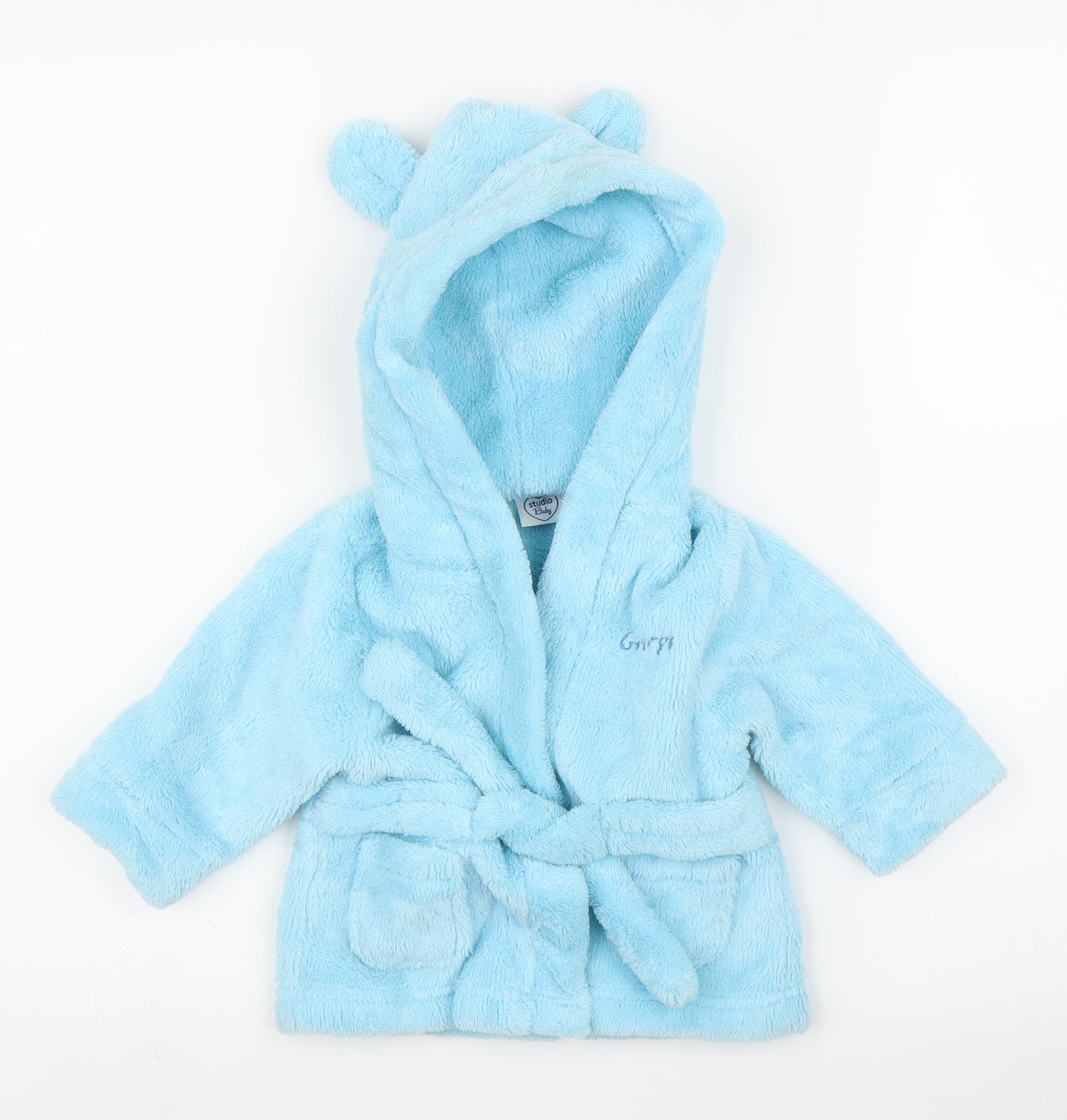 Studio Baby Boys Blue Solid  Chemise Robe Size 3-6 Months