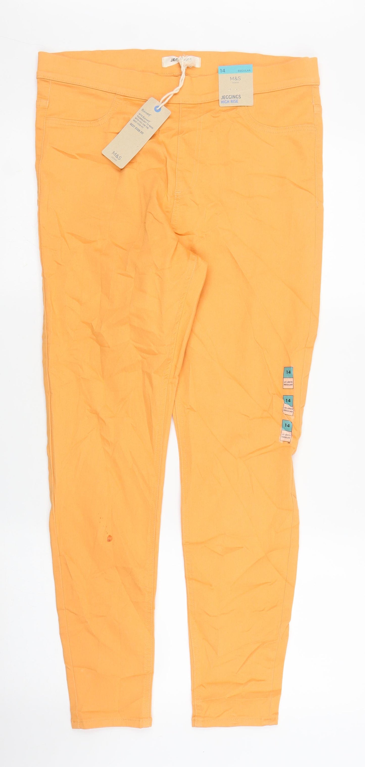 M&S Womens Orange   Jegging Jeans Size 14 L27 in