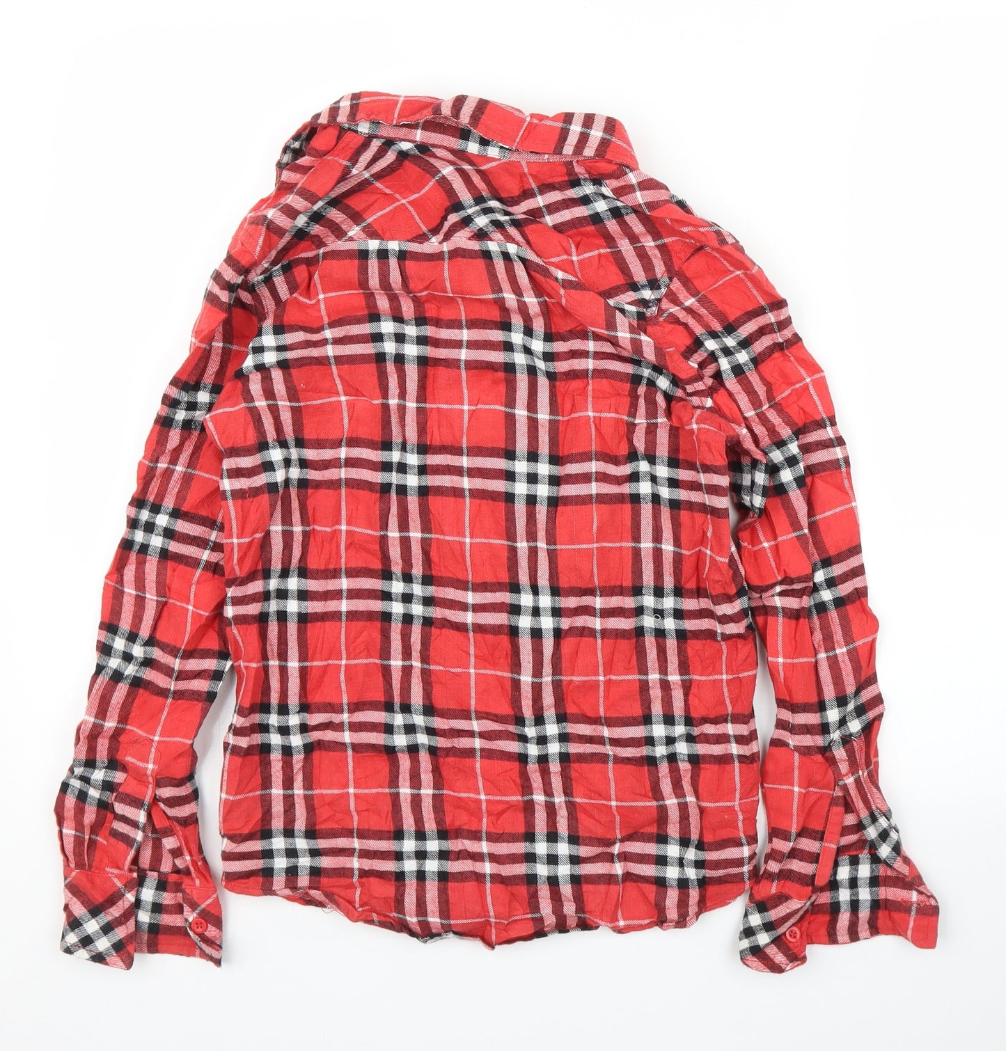 QCE Womens Red Plaid  Basic Button-Up Size XS
