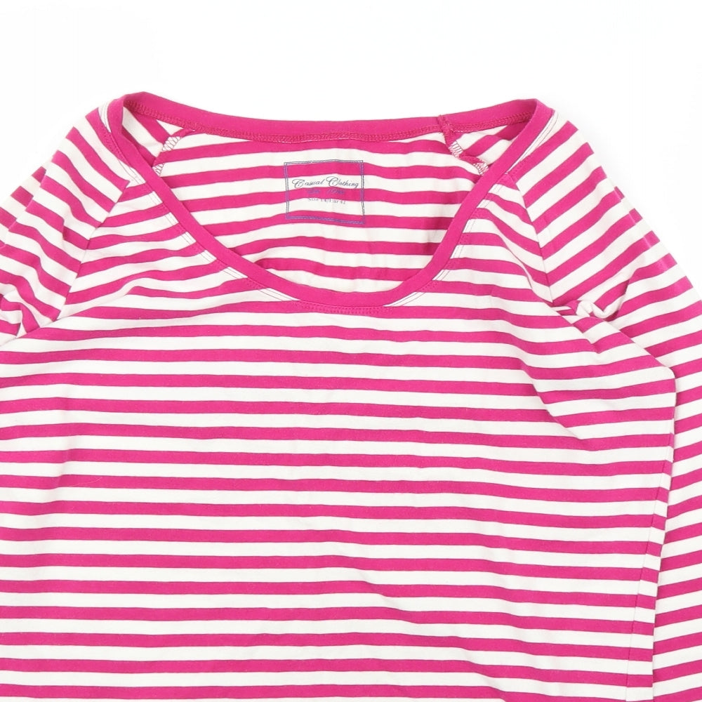 Dunnes Womens Pink Striped  Basic T-Shirt Size 14