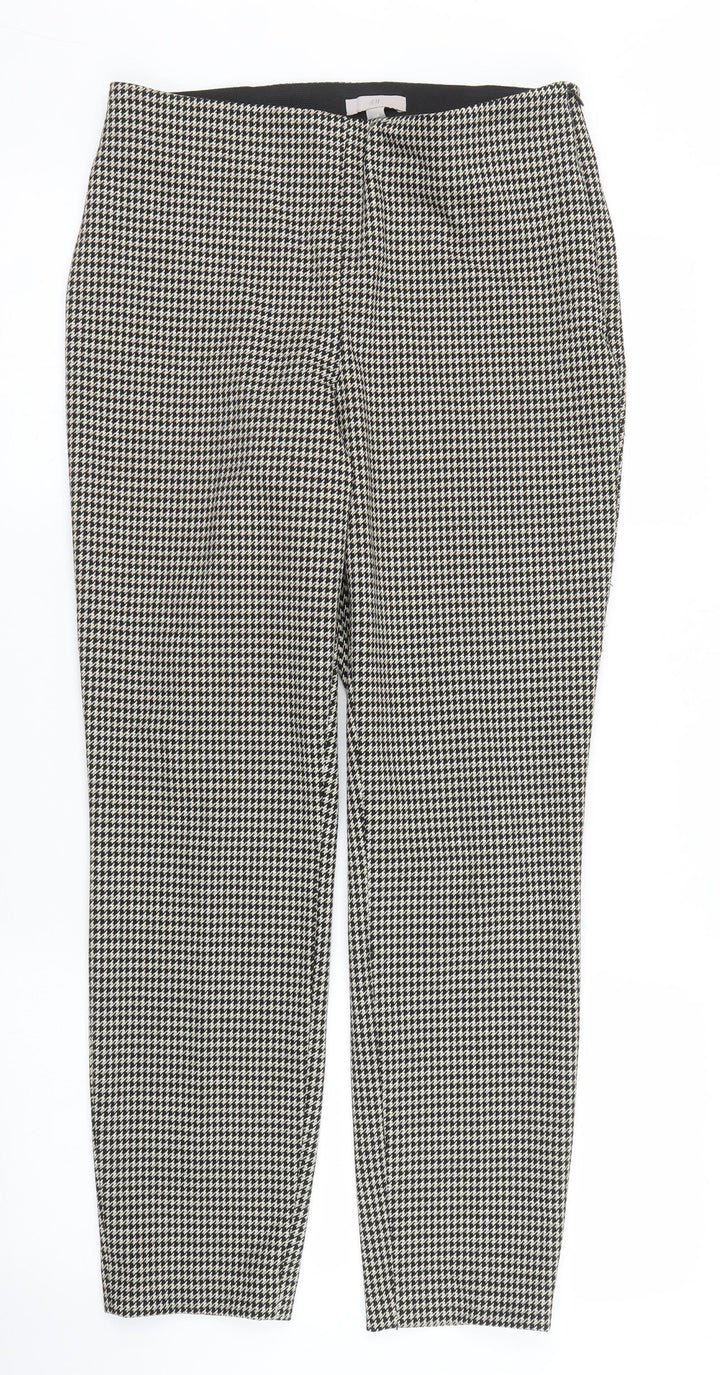 H&M Womens Beige Houndstooth  Pedal Pusher Trousers Size M L27 in