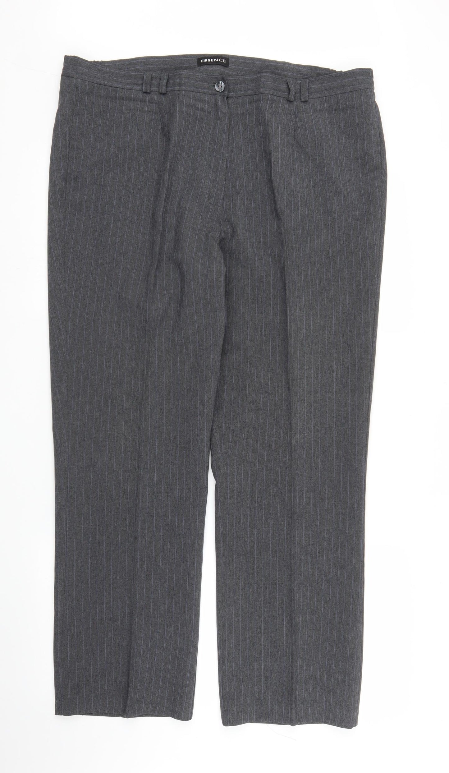 essence Womens Grey Striped  Jacket Suit Set Size 18 L28 in