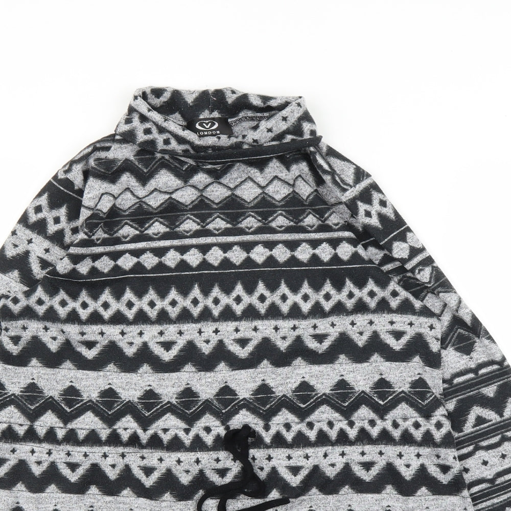 V London Womens Grey Geometric  Tunic Jumper Size M