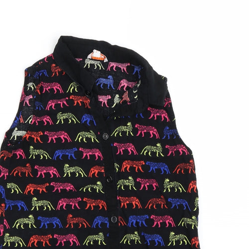 Bluezoo Girls Black Animal Print  Basic Button-Up Size 11 Years  - Cheetahs
