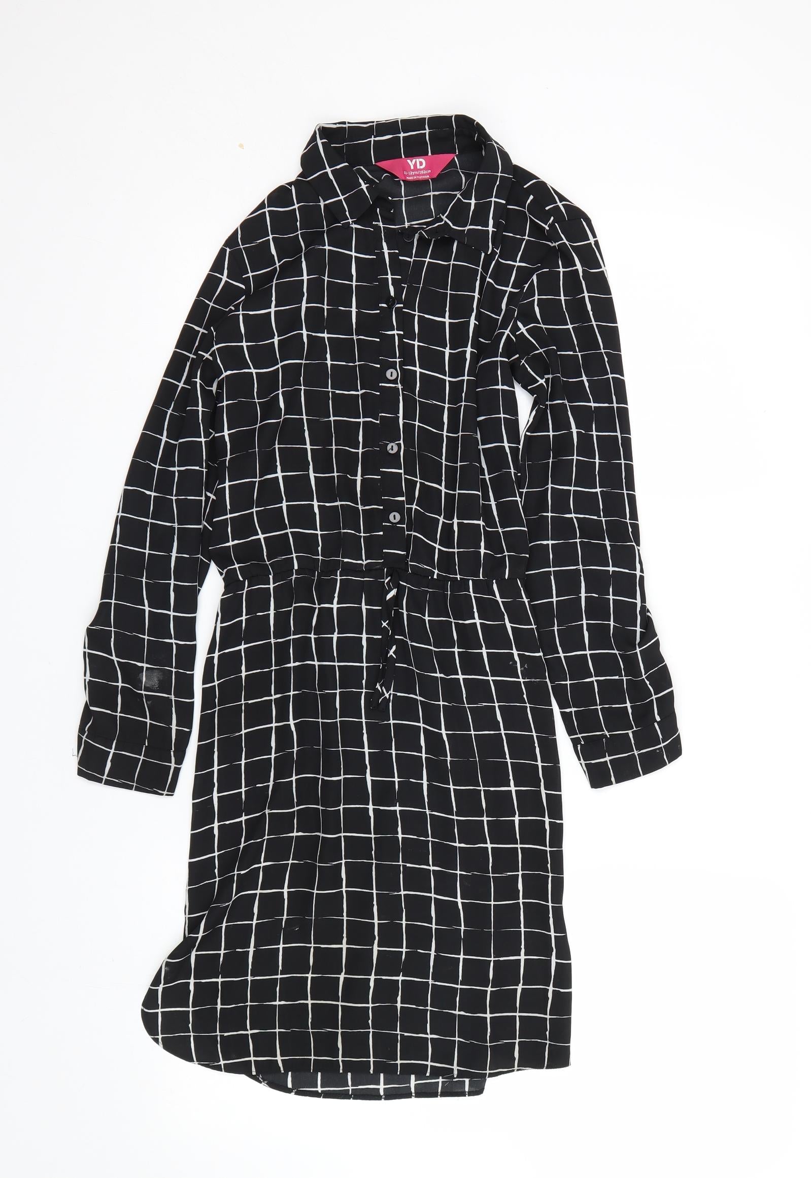 Primark Girls Black Check Shirt Dress Size 11-12 Years β Preworn