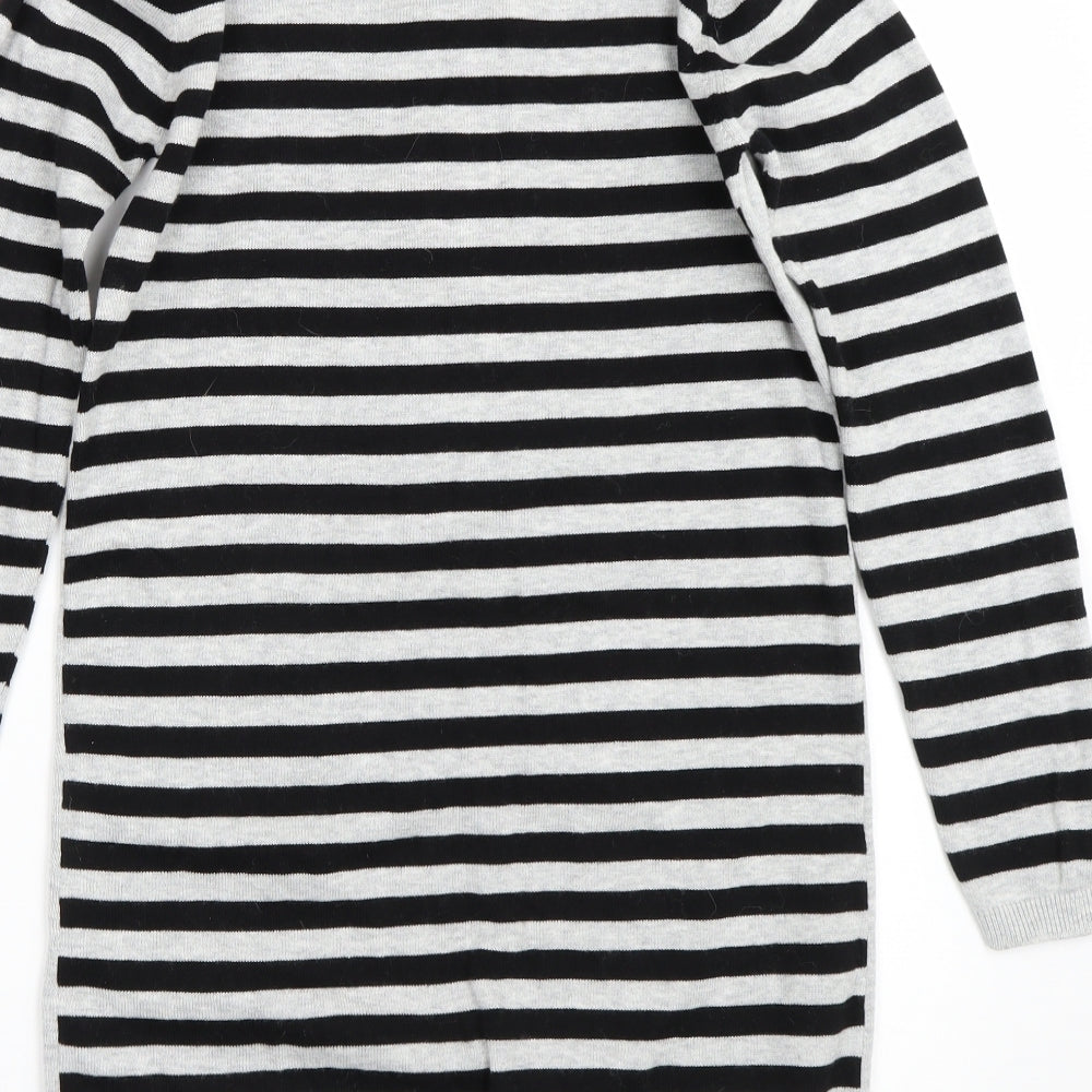 George Girls Grey Striped  Jumper Dress  Size 10-11 Years  - Christmas Penguin