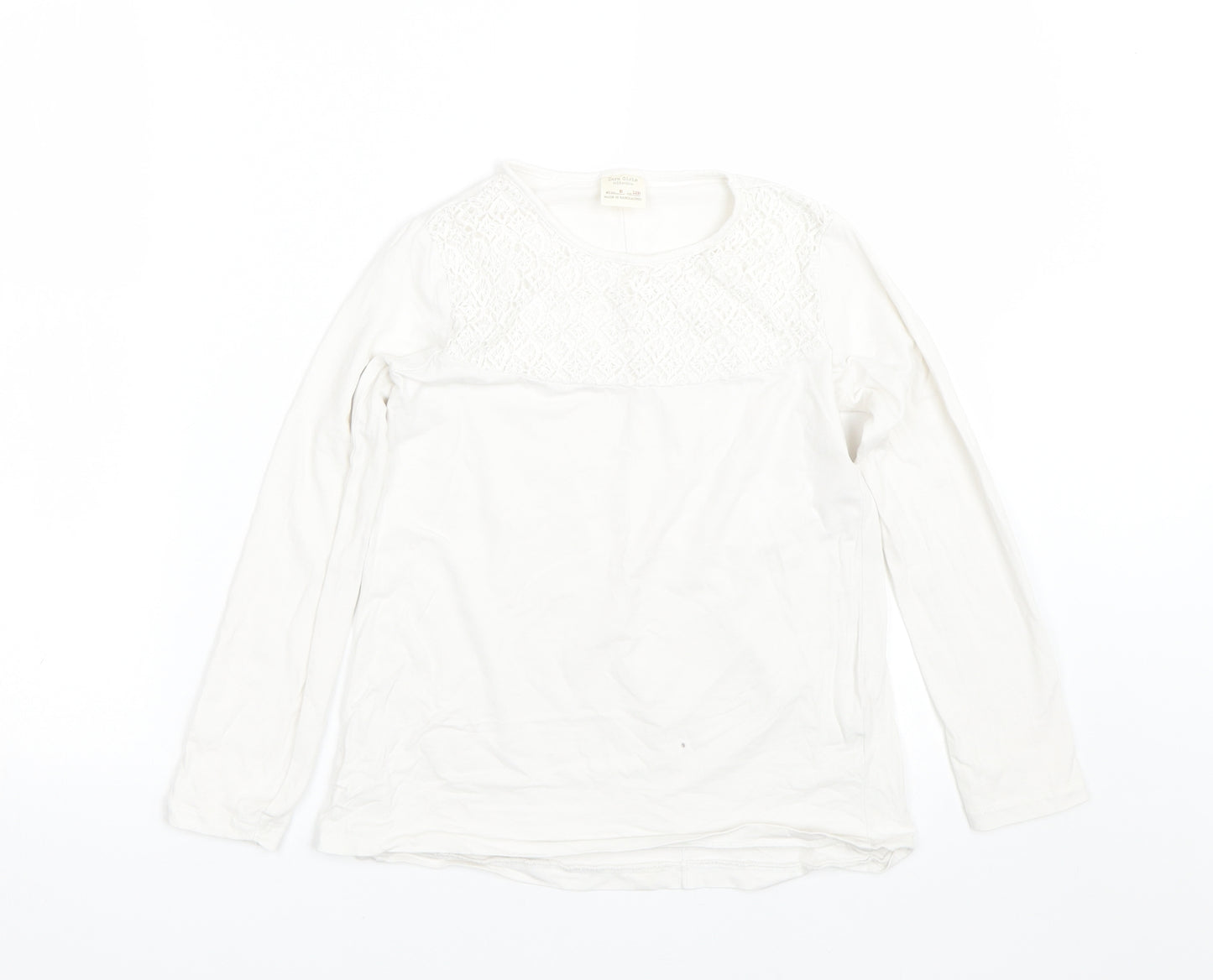 Zara Girls White Floral  Basic T-Shirt Size 8 Years