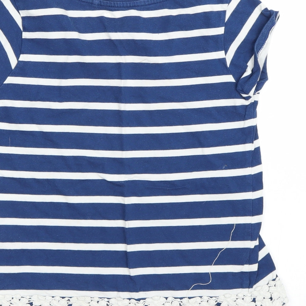 NEXT Girls Blue Striped  Basic T-Shirt Size 9 Years