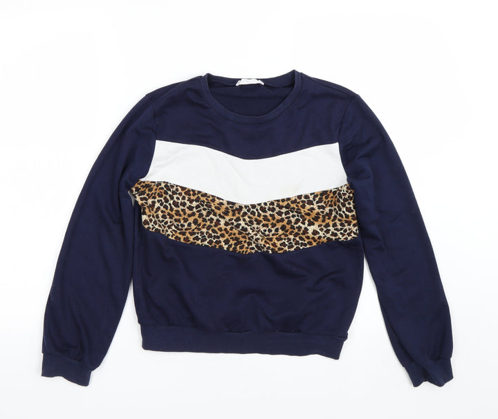 H&M Girls Blue Animal Print Pullover Sweatshirt Size 11-12 Years