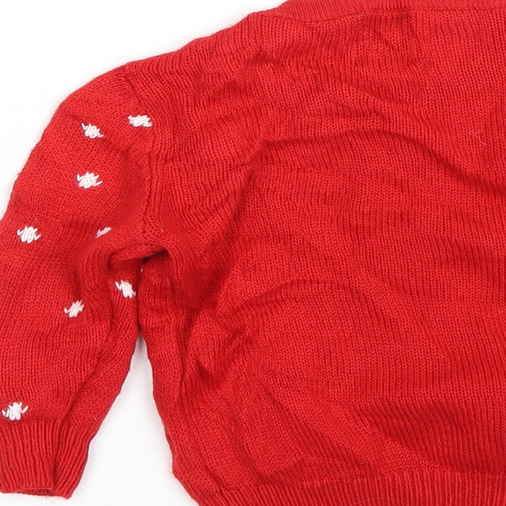 George Boys Red Polka Dot  Pullover Jumper Size 2-3 Years  - reindeer