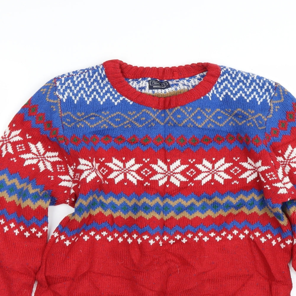 NEXT Boys Red Fair Isle  Pullover Jumper Size 12 Years