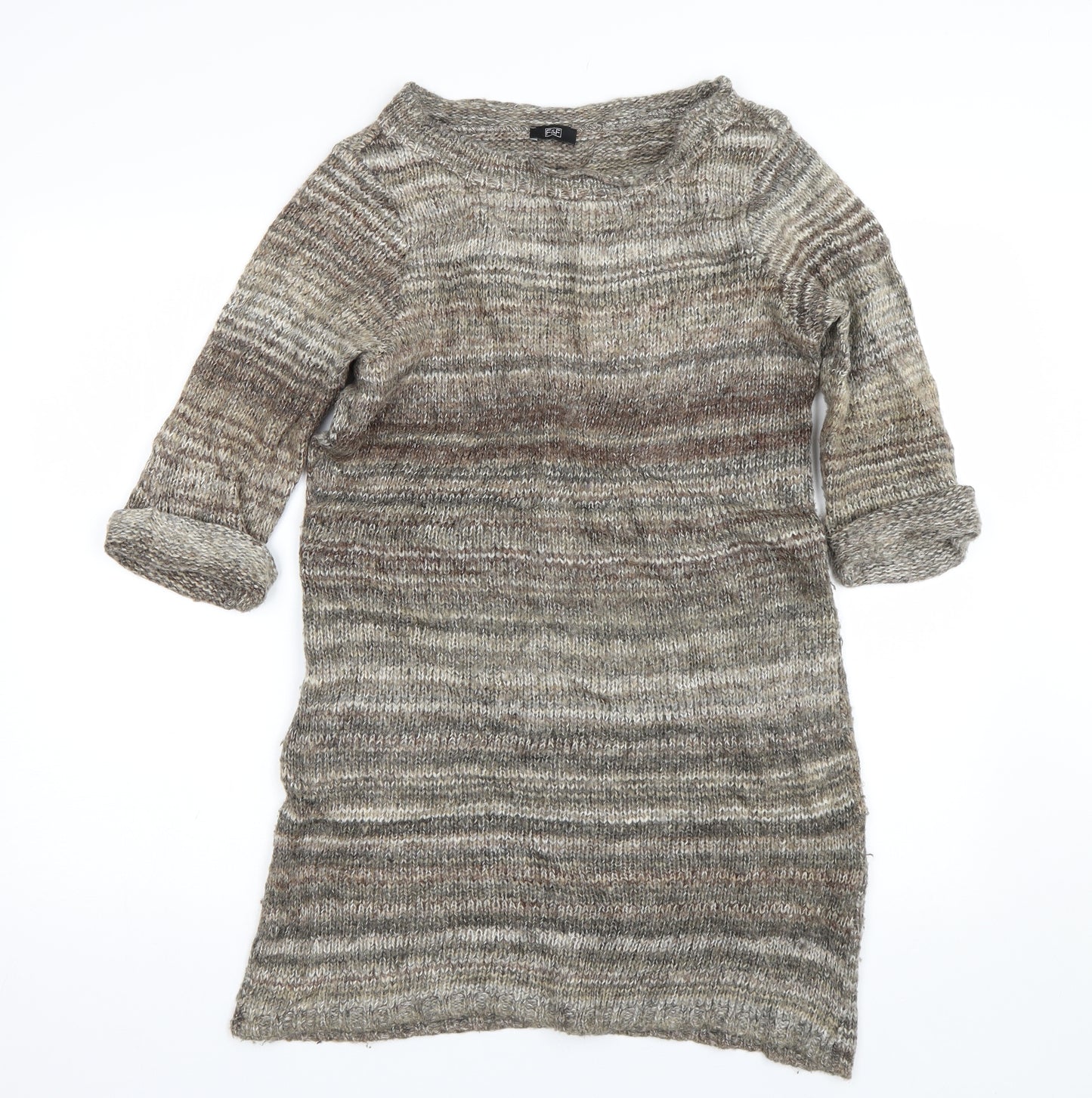 F&F Womens Brown Striped  Jumper Dress  Size 10