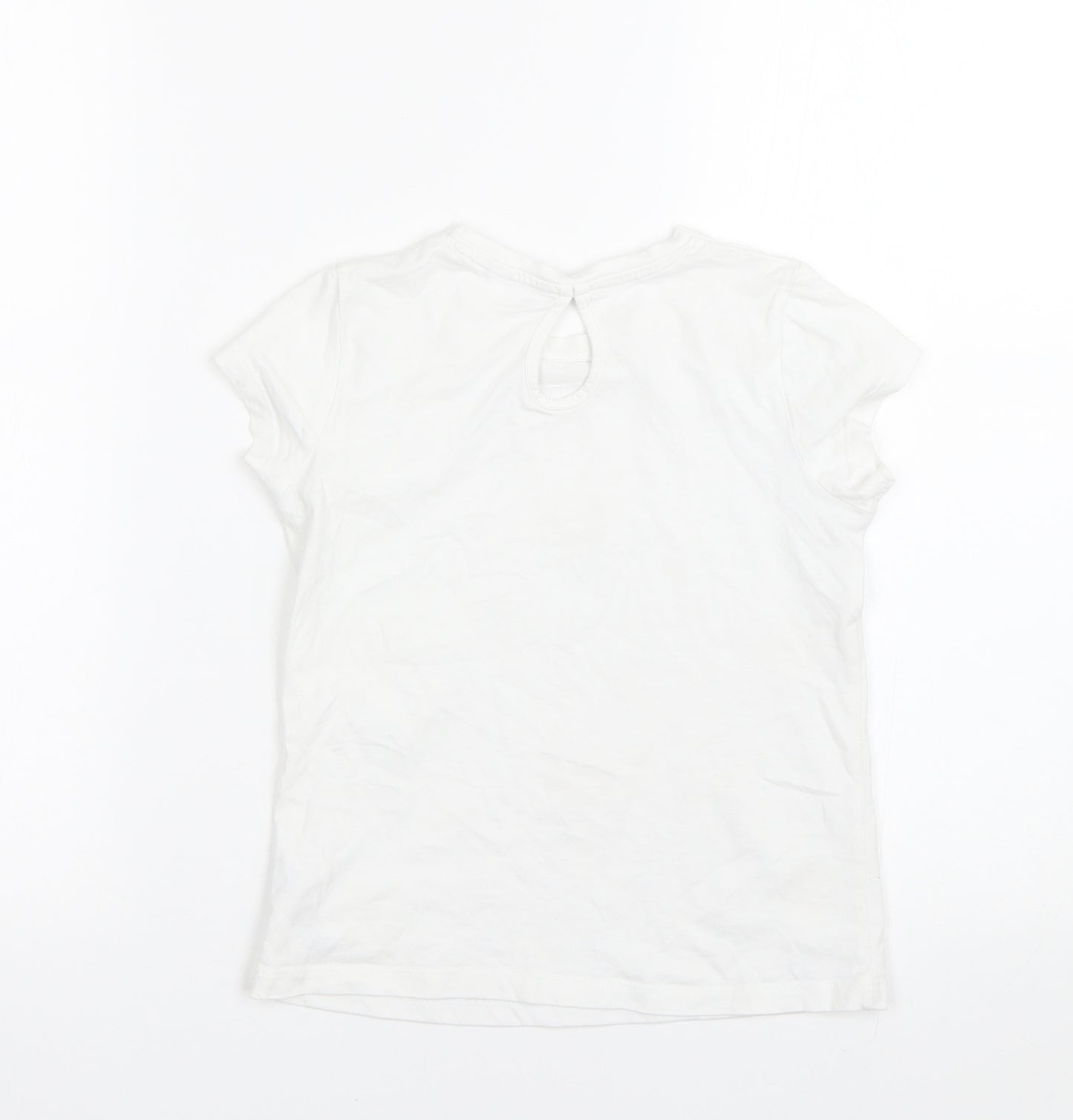 M&Co Girls White Floral  Basic T-Shirt Size 7-8 Years