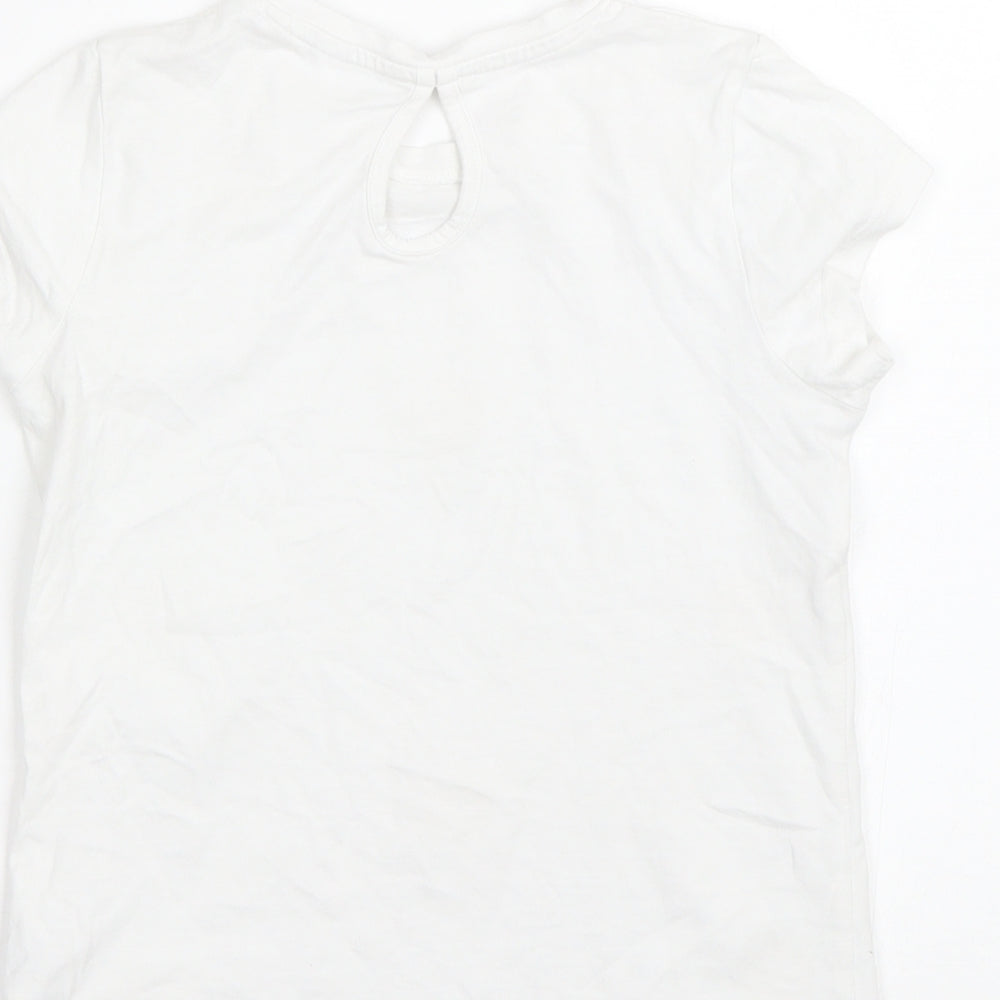 M&Co Girls White Floral  Basic T-Shirt Size 7-8 Years