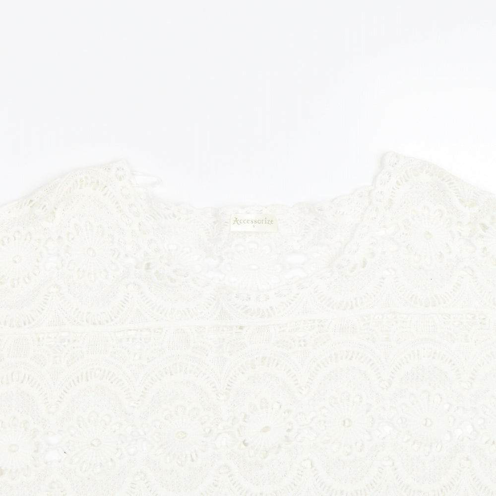 Accessorize Womens White Floral  Basic T-Shirt Size S