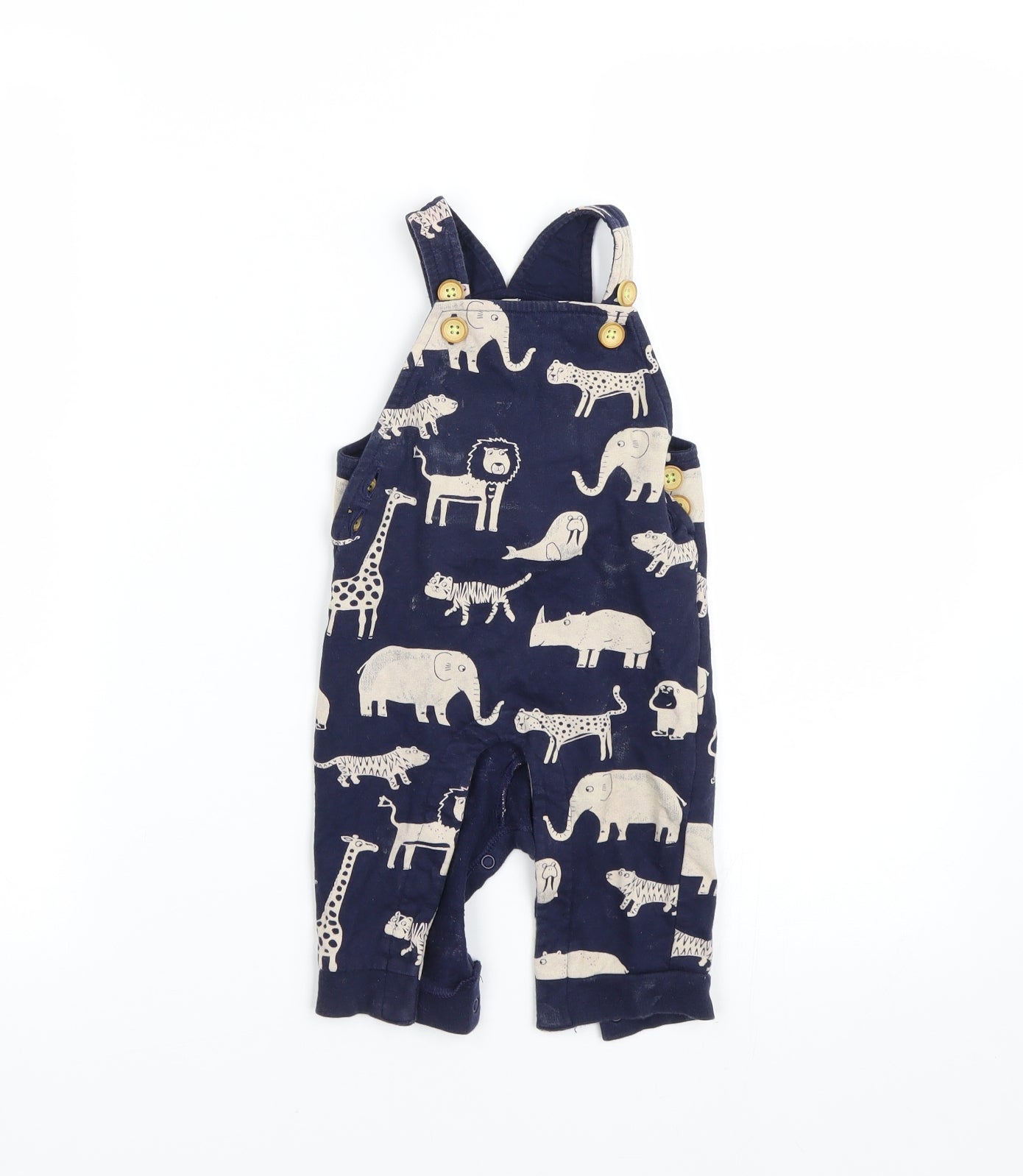 Montary Baby Blue Animal Print  Dungaree One-Piece Size 3-6 Months  - Animals
