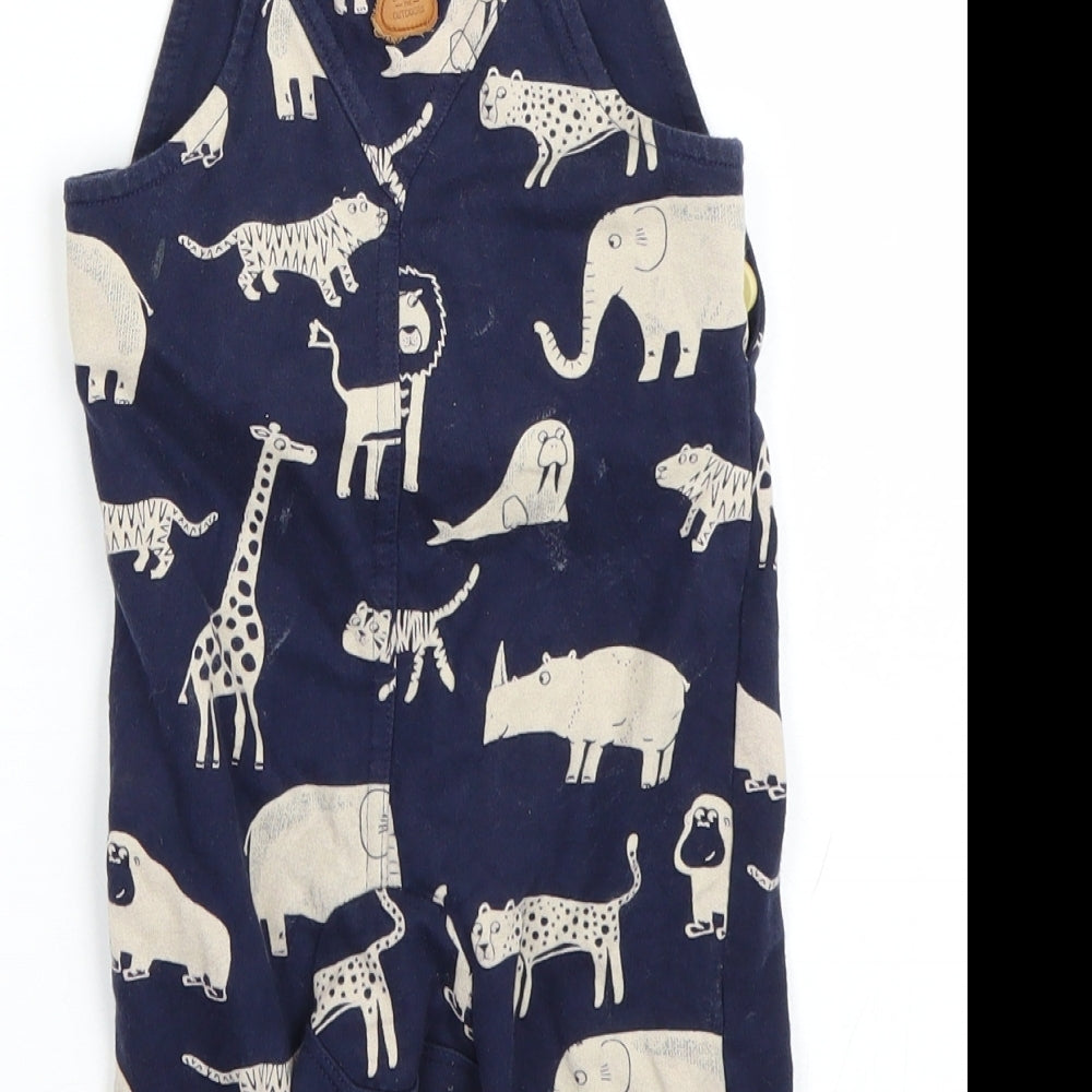 Montary Baby Blue Animal Print  Dungaree One-Piece Size 3-6 Months  - Animals