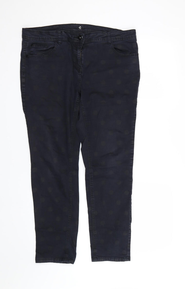 South Womens Black Polka Dot Denim Skinny Jeans Size 16 L25.5 in