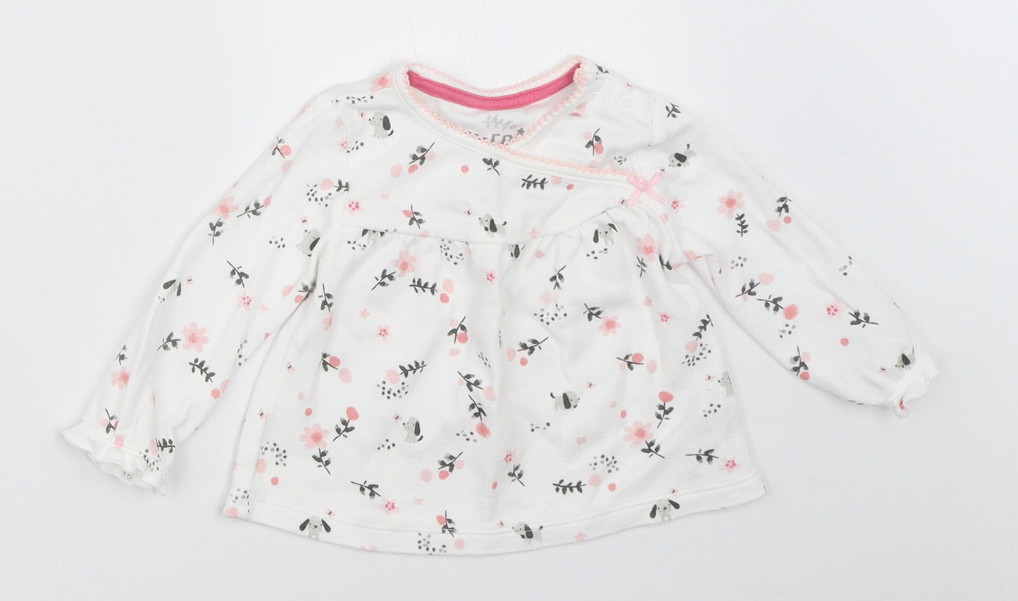 F&F Girls White   Basic T-Shirt Size 3-6 Months