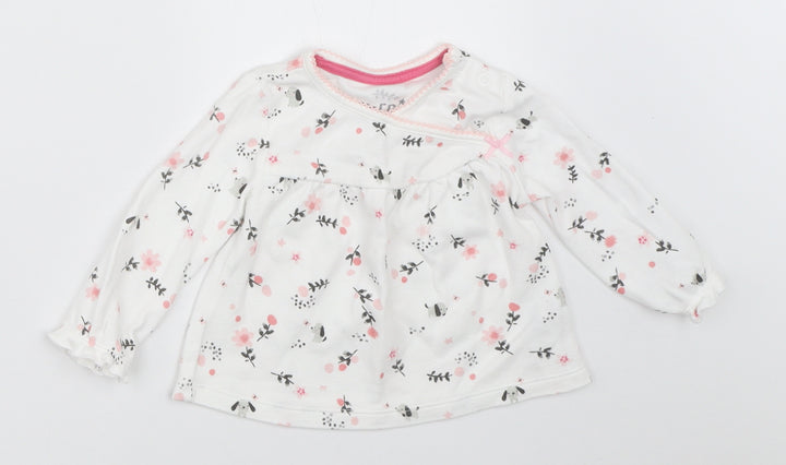 F&F Girls White   Basic T-Shirt Size 3-6 Months