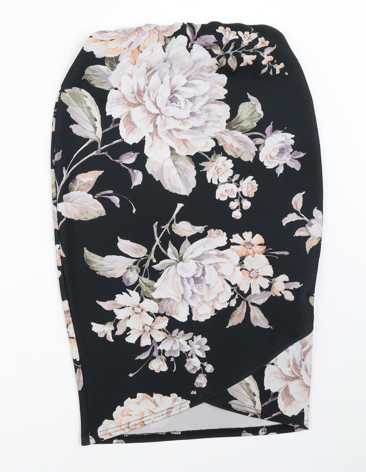 New Look Womens Black Floral Straight & Pencil Skirt Size 10