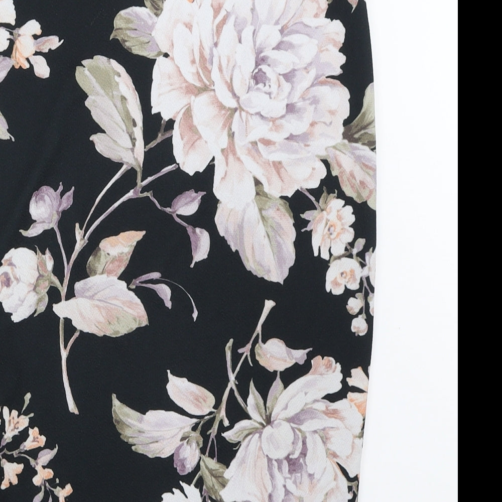 New Look Womens Black Floral  Straight & Pencil Skirt Size 10