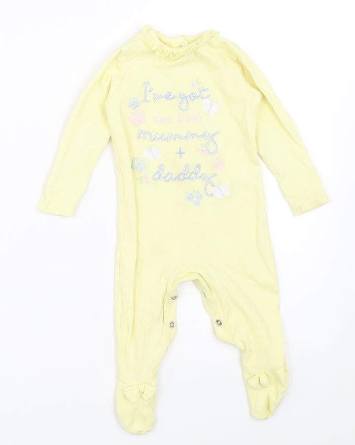M&Co Girls Yellow Babygrow One-Piece Size 3-6 Months