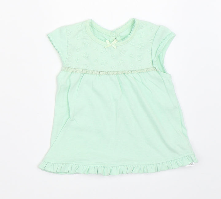 George Girls Green Basic T-Shirt Size 0-3 Months