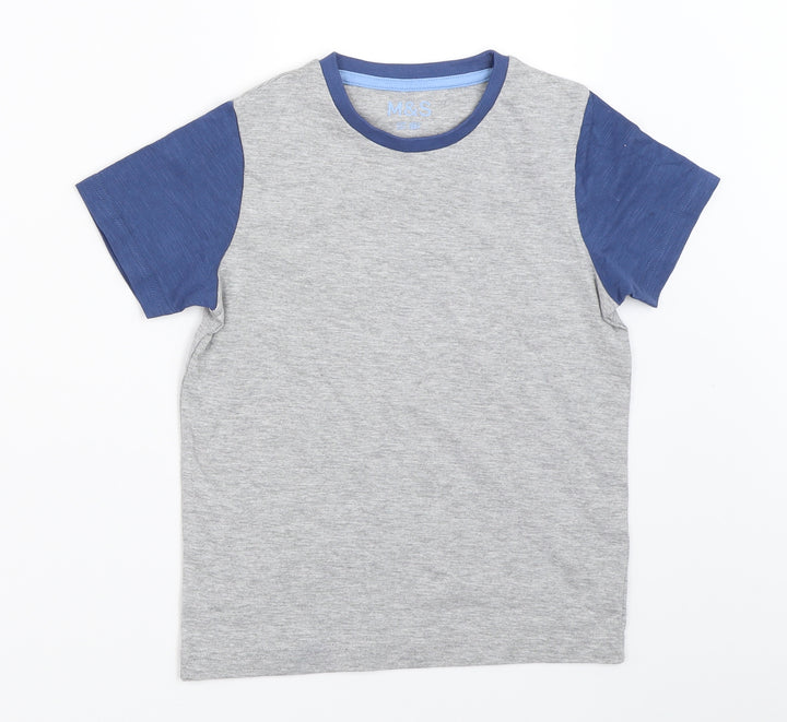 Marks and Spencer Boys Grey Basic T-Shirt Size 5-6 Years